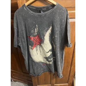 Romwe Goth Grunge T Shirt Full Face Red Star Put Away Your Fears XL Extra Large